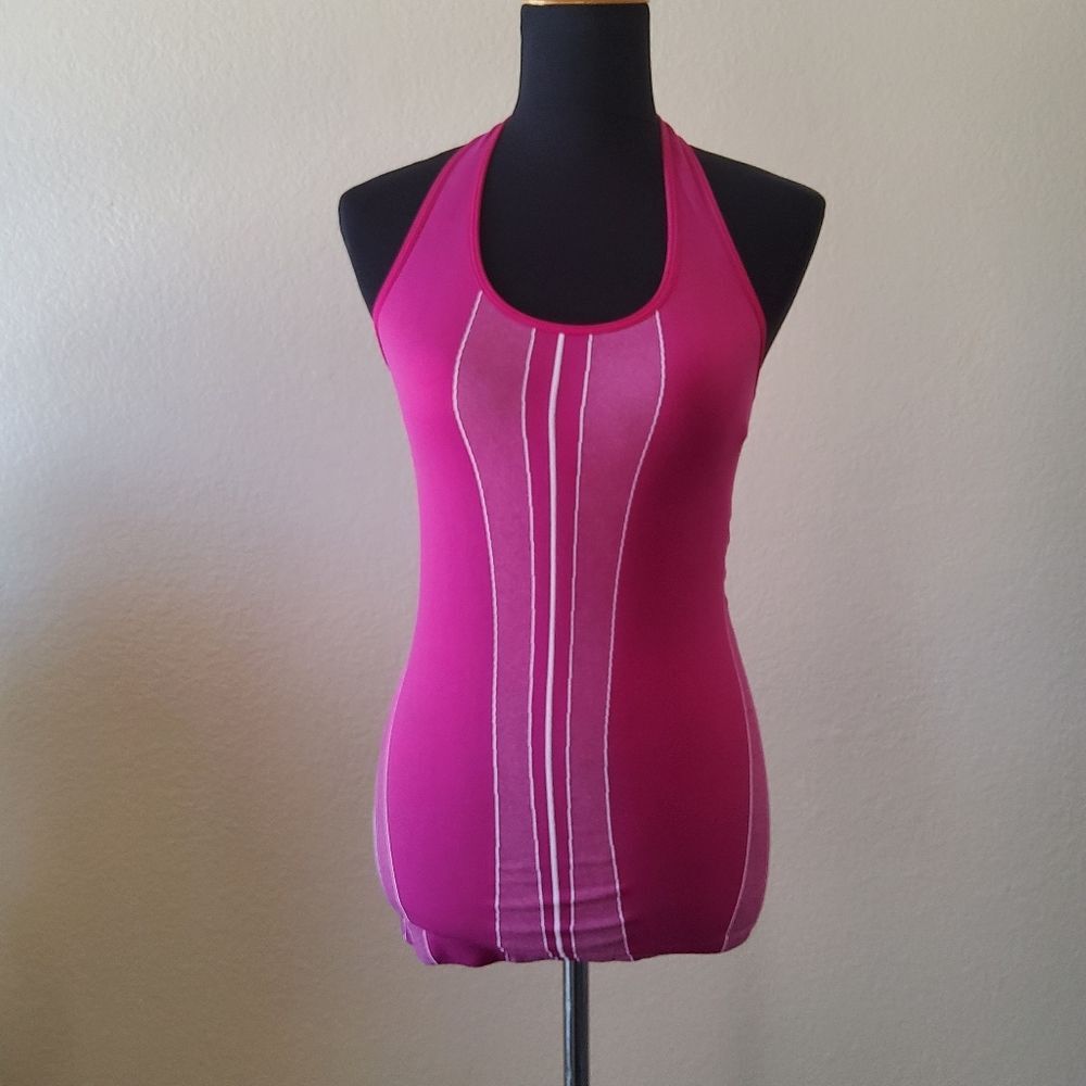 Nux Athletic Striped Tank Top Sports Bra Size S Pink New